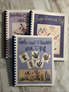 Cindy Losekamp Pfaff Herbs & Flowers, Antique Linens, Brazilian Embroidery Books